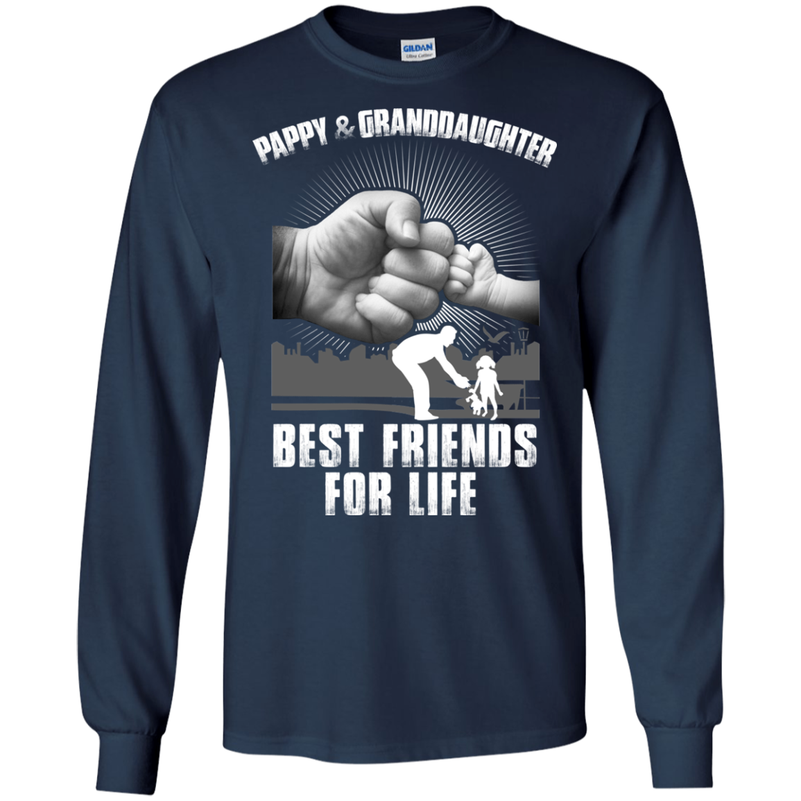 Pappy And Granddaughter Best Friends For Life-T-Shirt & Sweatshirt-Long Sleeve T-Shirt-Navy