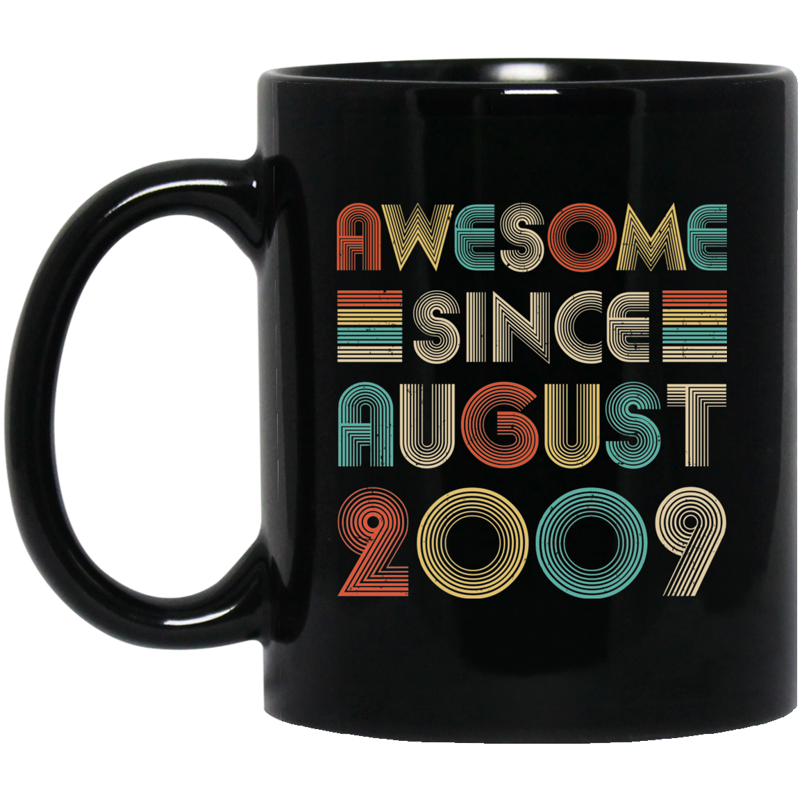 Awesome Since August 2009 Vintage 12th Birthday Gifts Youth Mug-Coffee Mug-BM11OZ 11 oz. Black Mug-Black