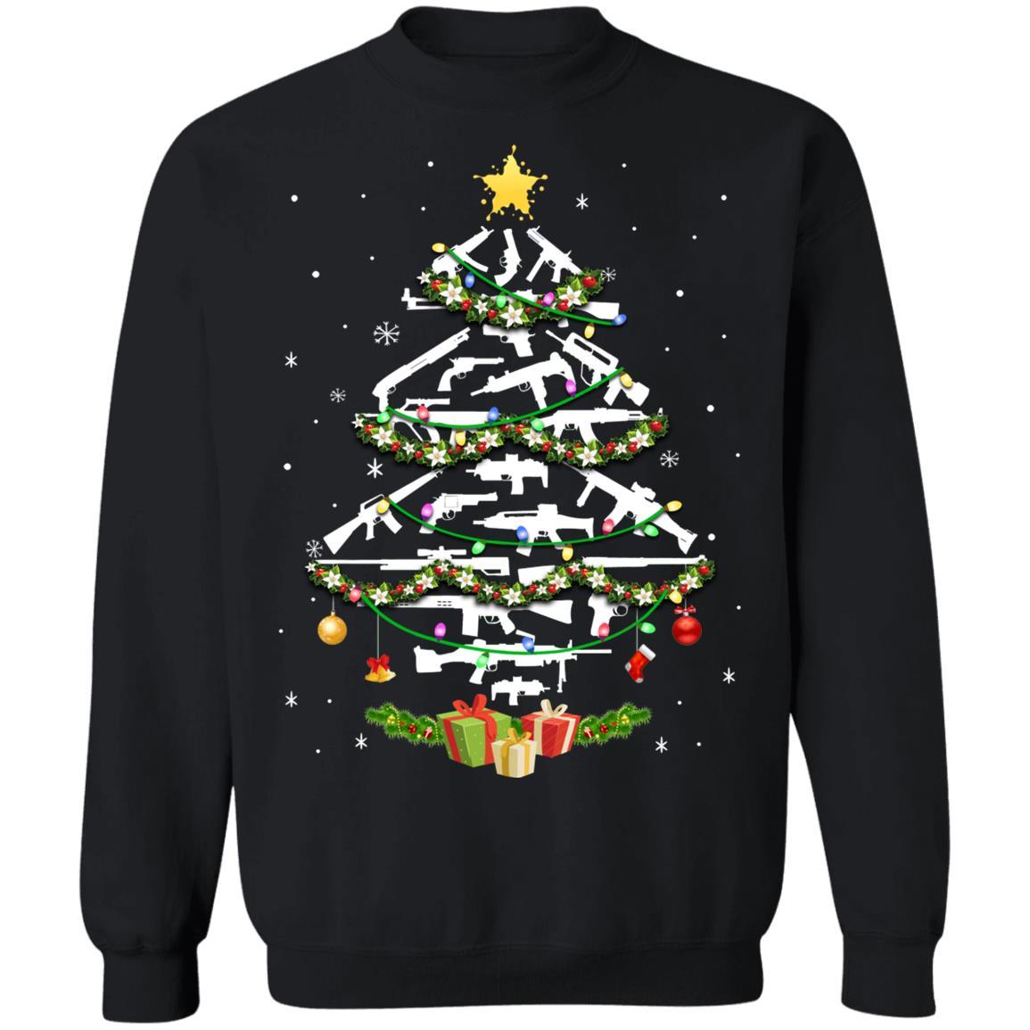 Guns Christmas Tree Ornament Xmas Gift For Gun Lovers-T-Shirt & Sweatshirt-Crewneck Sweatshirt-Black