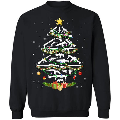 Guns Christmas Tree Ornament Xmas Gift For Gun Lovers-T-Shirt & Sweatshirt-Crewneck Sweatshirt-Black