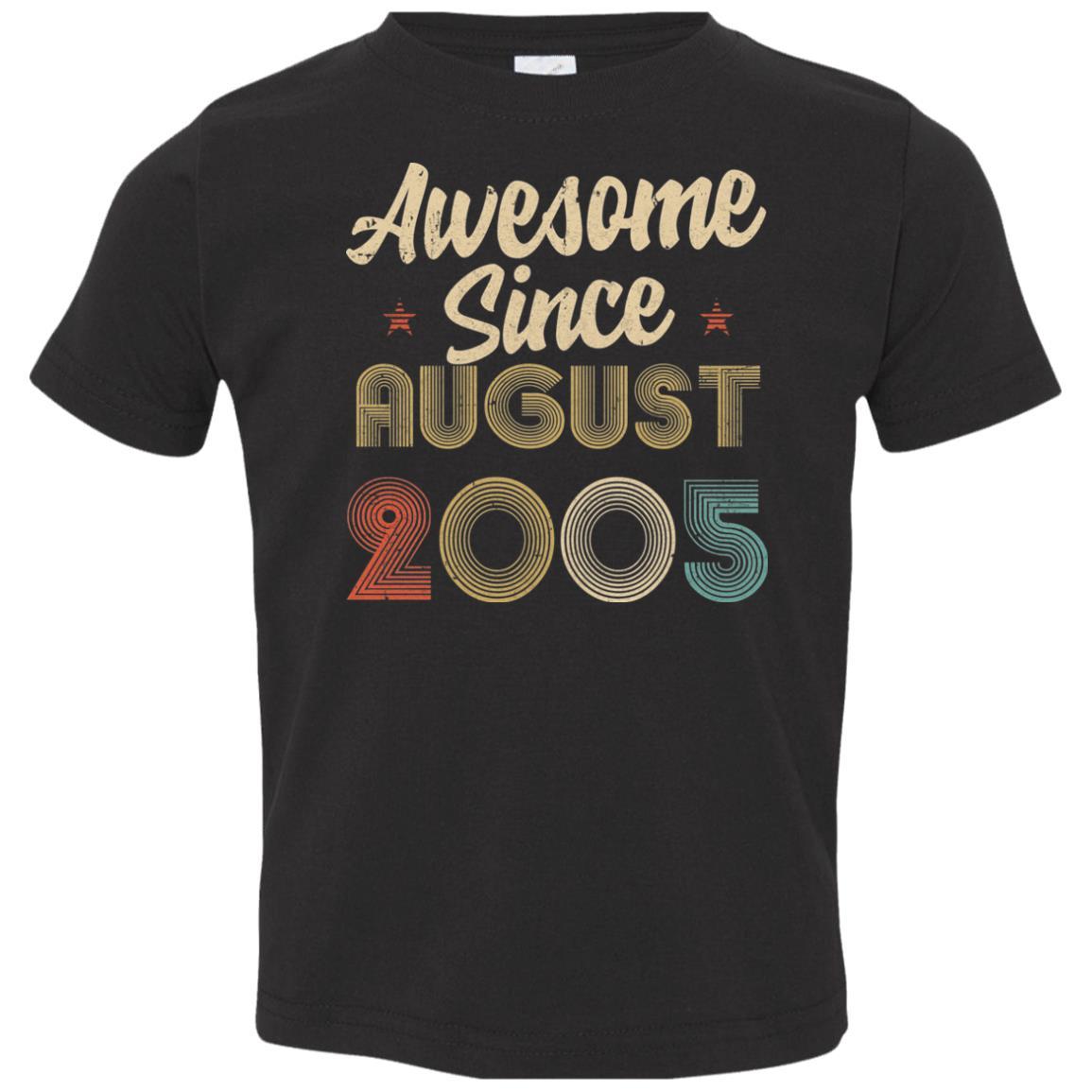 Awesome Since August 2005 Vintage 16th Birthday Gifts Youth-Youth Shirt-Toddler T-Shirt-Black