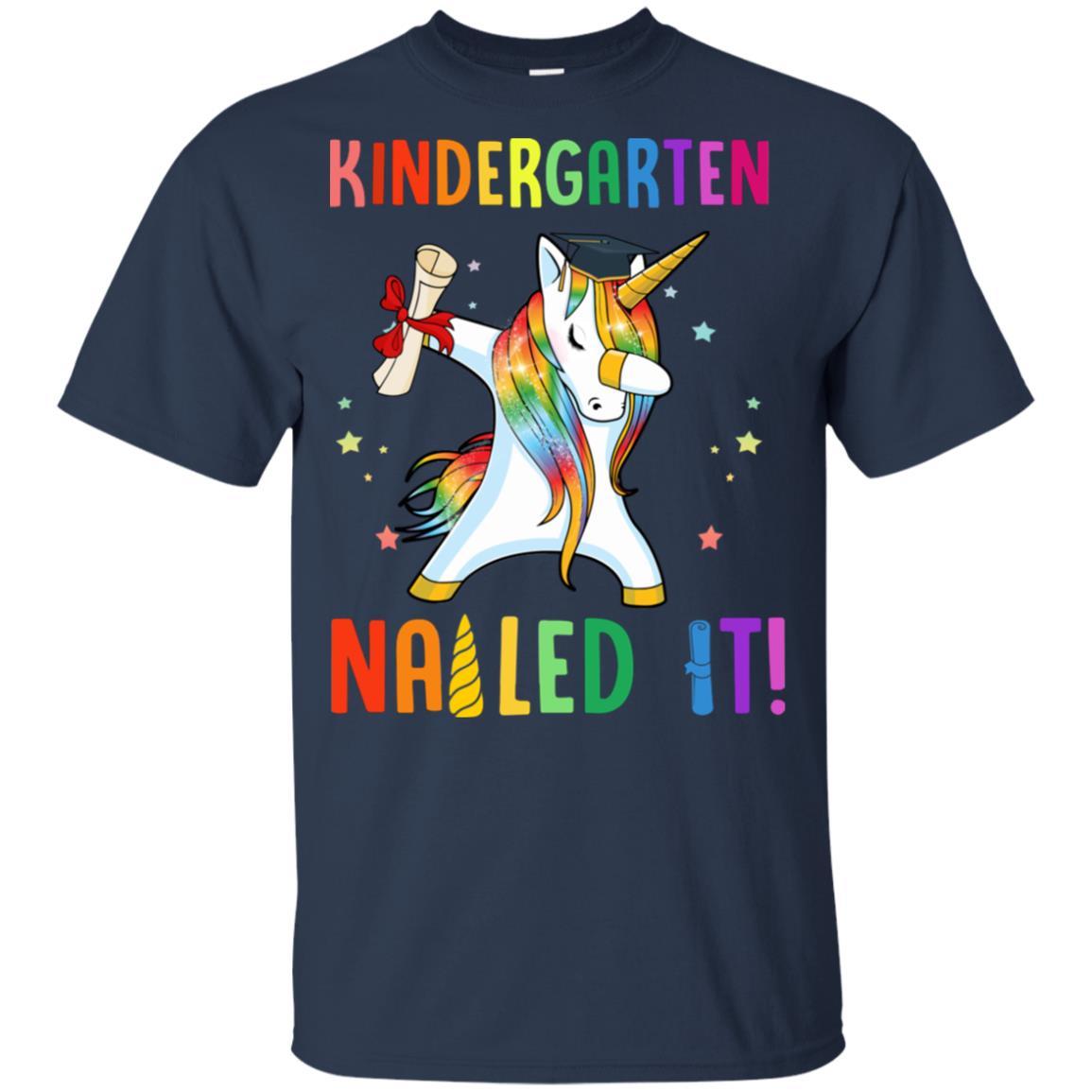 Dabbing Kindergarten Unicorn Nailed It Graduation Class Of 2021 Youth-Youth Shirt-Youth T-Shirt-Navy