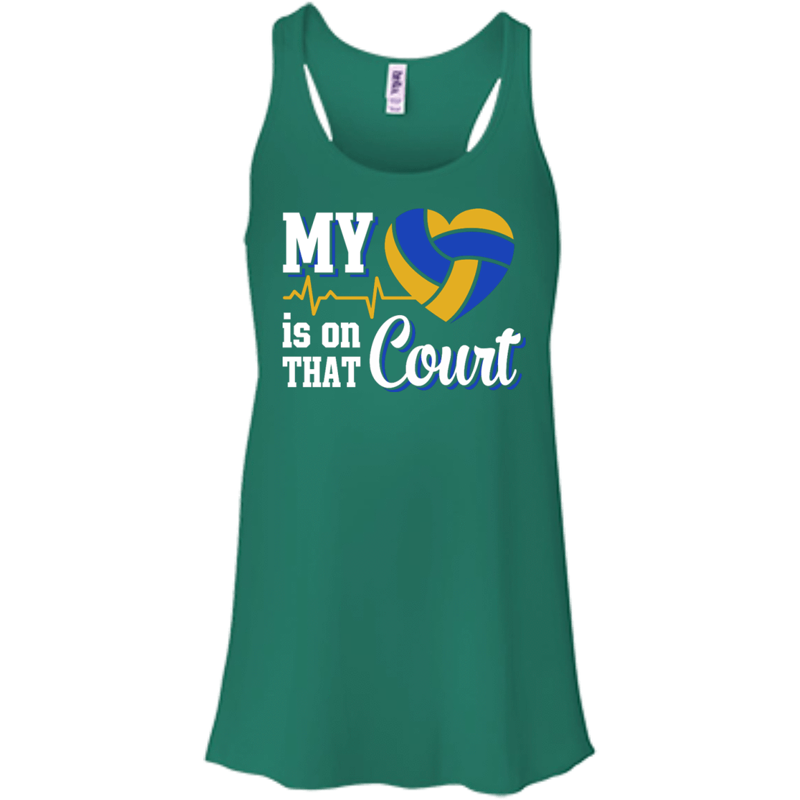 My Heart Is On That Court Volleyball T Shirt-T-Shirt & Hoodie-Women's Flowy Racerback Tank-Kelly