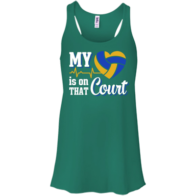 My Heart Is On That Court Volleyball T Shirt-T-Shirt & Hoodie-Women's Flowy Racerback Tank-Kelly