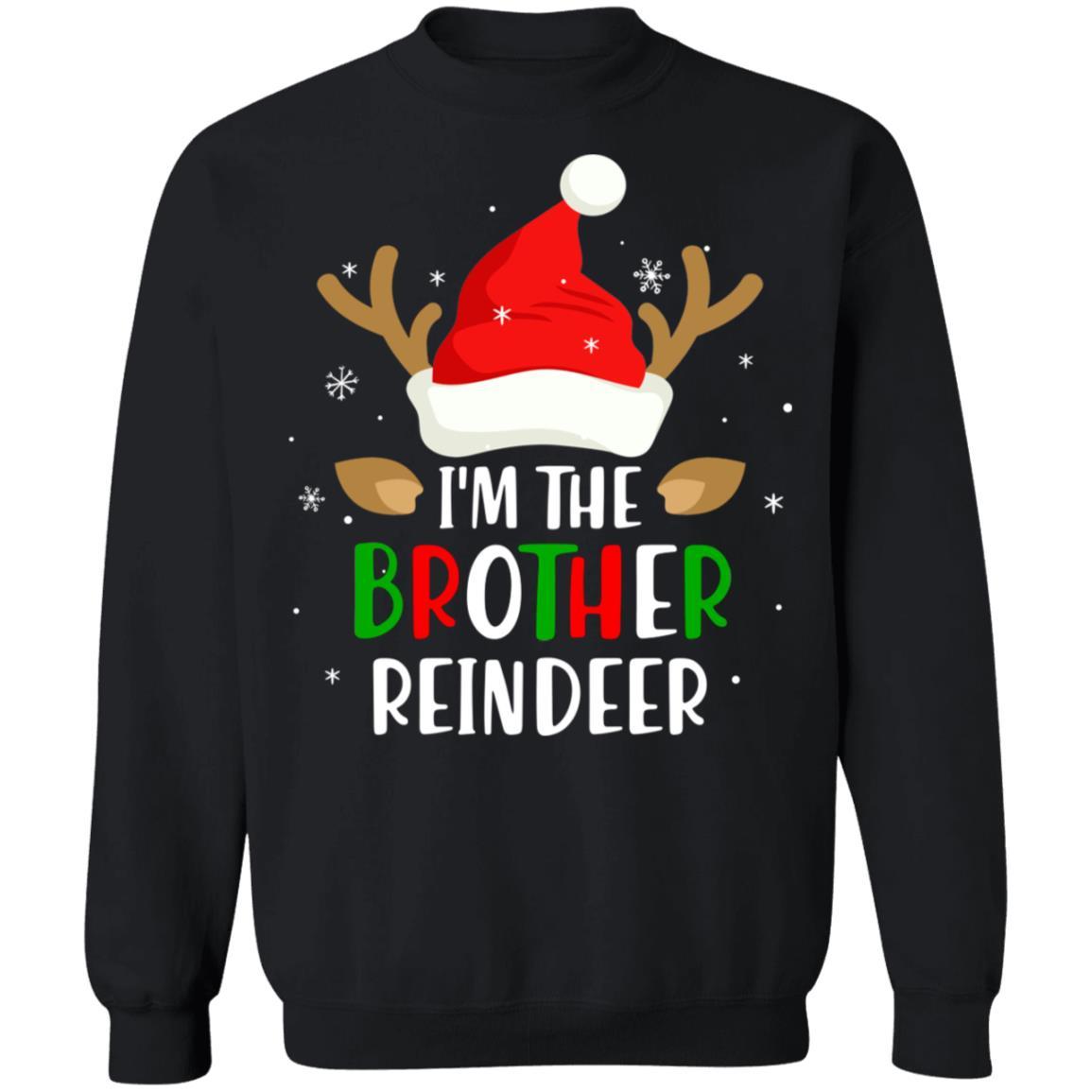 I'm The Brother Reindeer Matching Family Christmas-T-Shirt & Sweatshirt-Crewneck Sweatshirt-Black