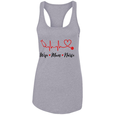 Wife Mom Nurse Doctor Medic Womens-T-Shirt & Tank Top-Women's Ideal Racerback Tank-Heather Grey