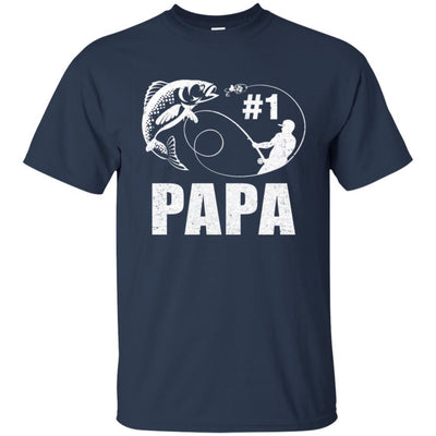 #1 Papa Fishing Fisherman Best Fathers Day Gift-T-Shirt & Hoodie-Classic T-Shirt-Navy