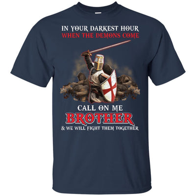 Knight Templar In Your Darkest Hour When The Demons Come-T-Shirt & Hoodie-Classic T-Shirt-Navy