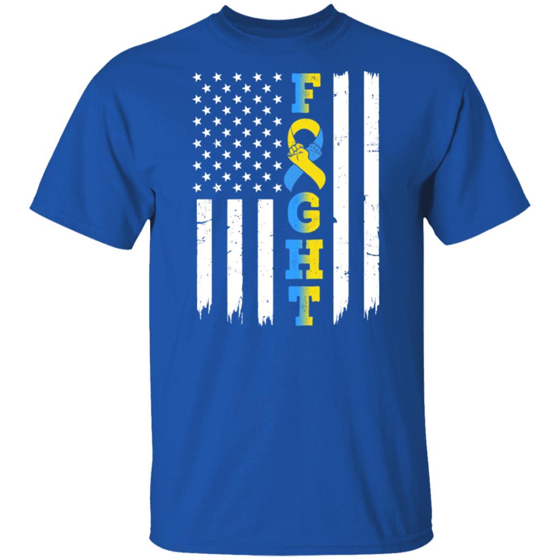 Down Syndrome Awareness American Flag Distressed-T-Shirt & Hoodie-Classic T-Shirt-Royal