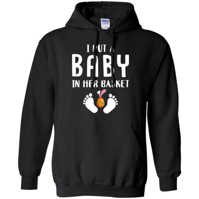 I Put A Baby In Her Basket Easter Pregnancy-T-Shirt & Hoodie-Pullover Hoodie-Black