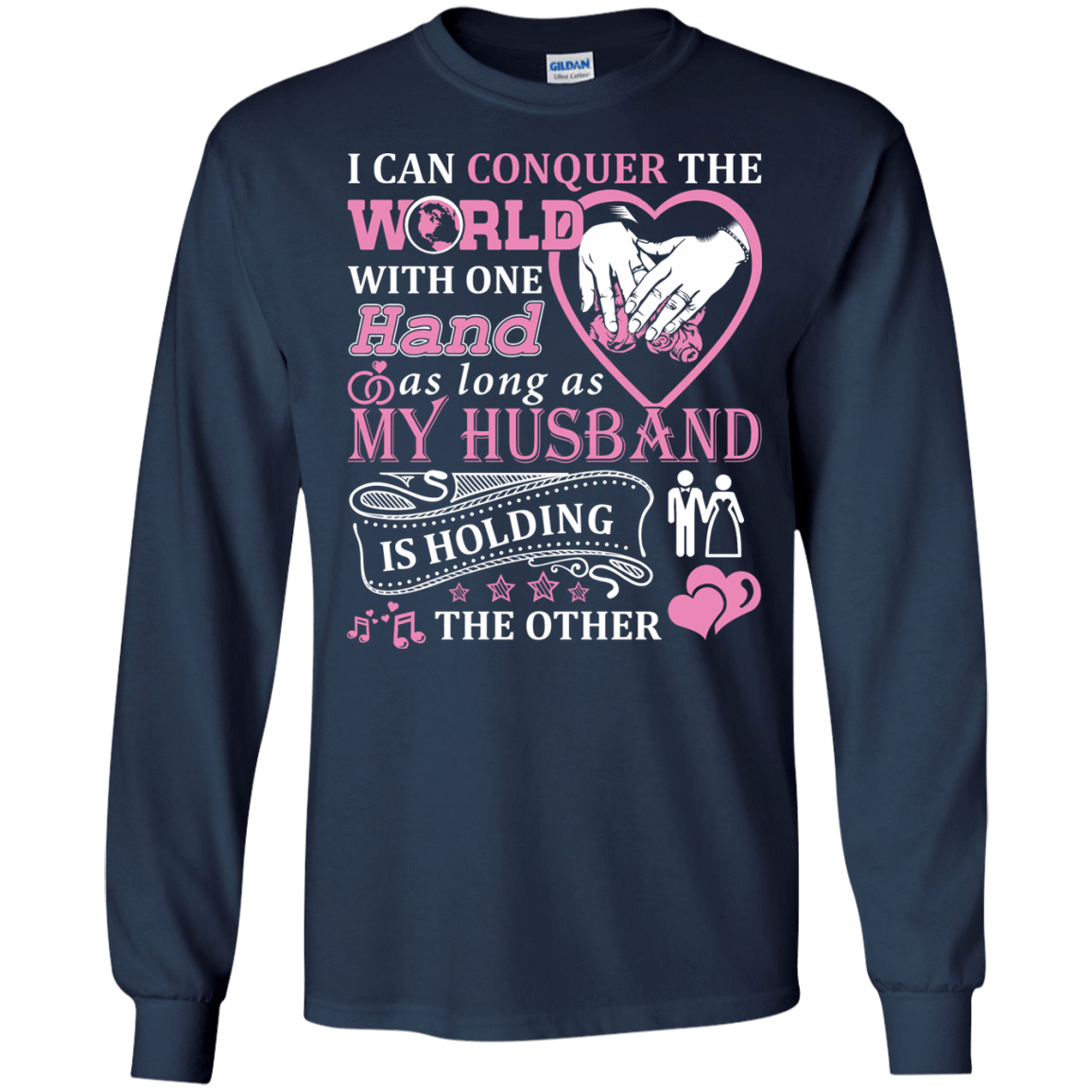 I Can Conquer The World With One Hand-T-Shirt & Hoodie-Long Sleeve T-Shirt-Navy