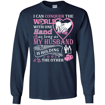I Can Conquer The World With One Hand-T-Shirt & Hoodie-Long Sleeve T-Shirt-Navy