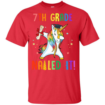 Dabbing 7th Grade Unicorn Nailed It Graduation Class Of 2021 Youth-Youth Shirt-Youth T-Shirt-Red