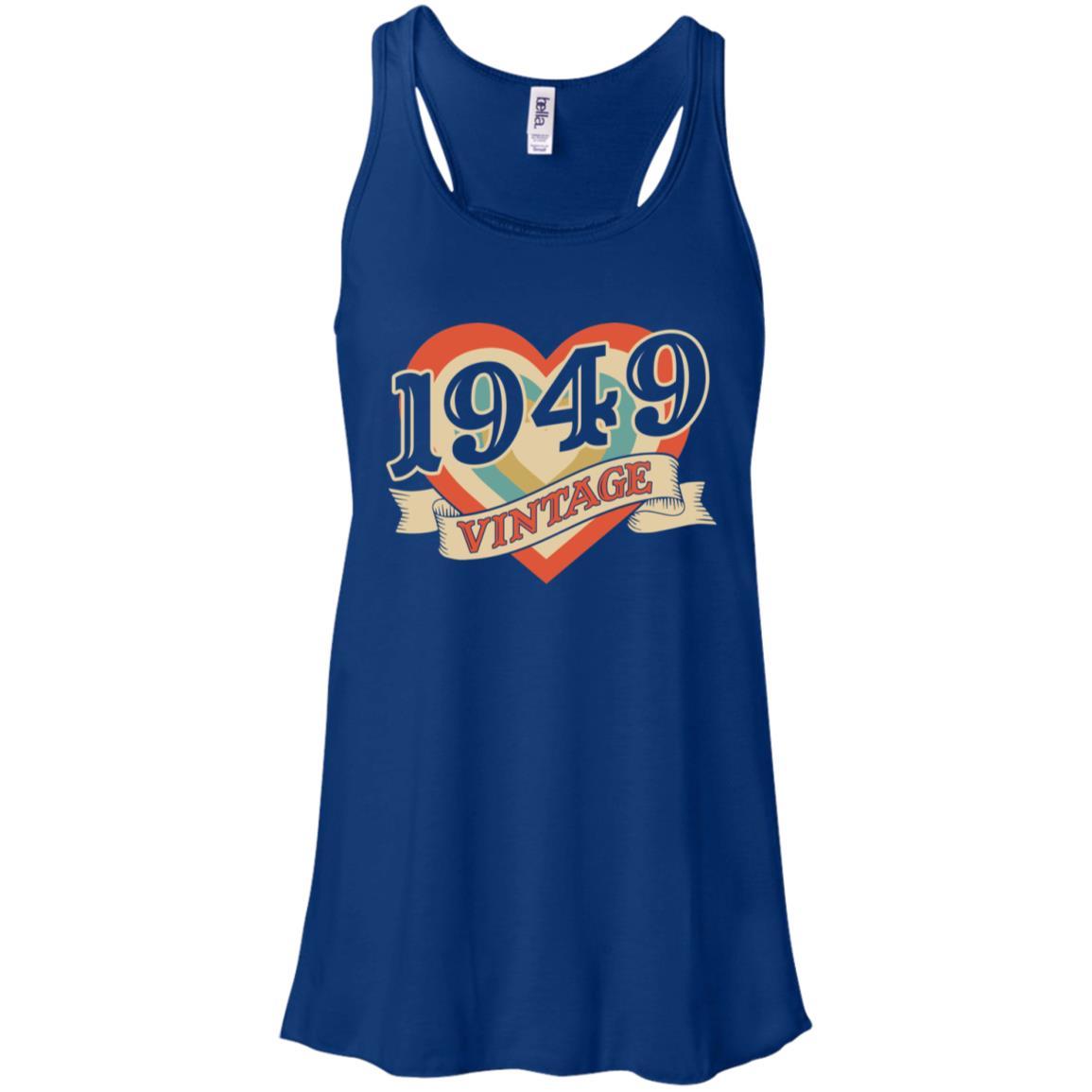 Vintage Retro Classic Heart Made In 1949 72th Birthday-T-Shirt & Tank Top-Women's Flowy Racerback Tank-True Royal