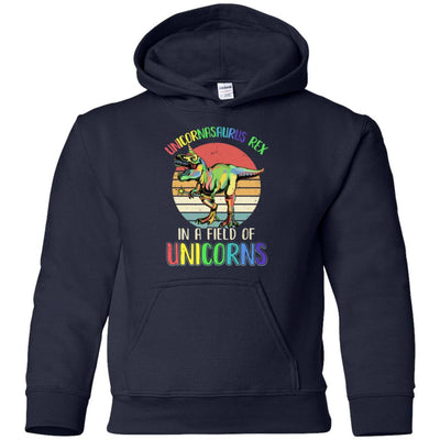 Be A Unicornasaurus Rex In A Field Of Unicorns Youth-Youth Shirt-Youth Pullover Hoodie-Navy