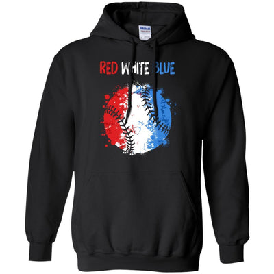 4Th Of July Red White Blue Baseball Lovers Patriotic-T-Shirt & Hoodie-Pullover Hoodie-Black