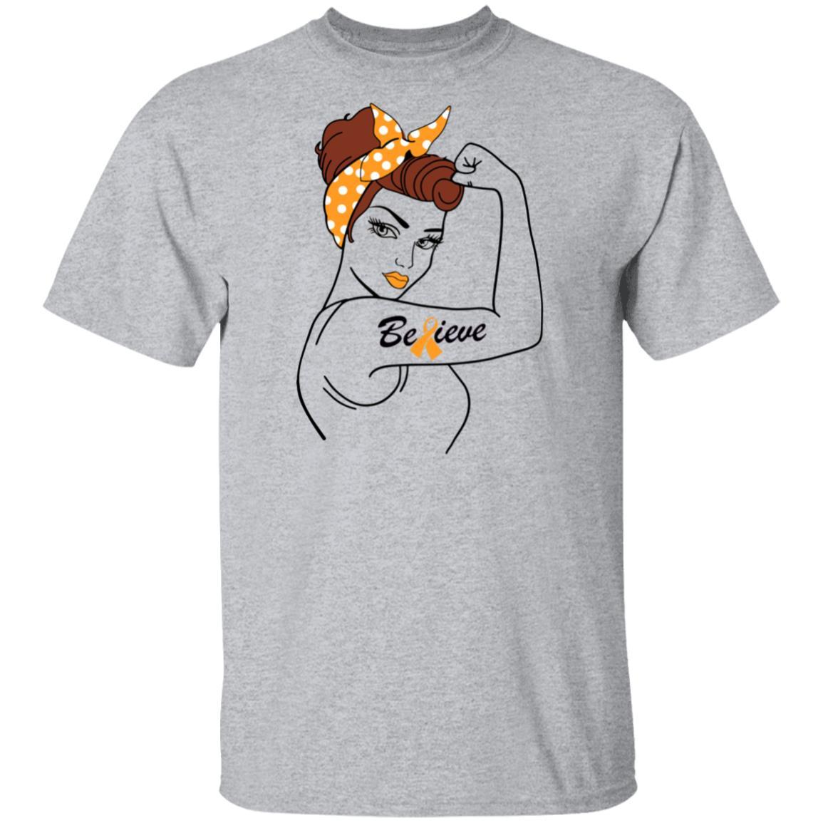 Support MS Leukemia Awareness Warrior Believe-T-Shirt & Hoodie-Classic T-Shirt-Sport Grey