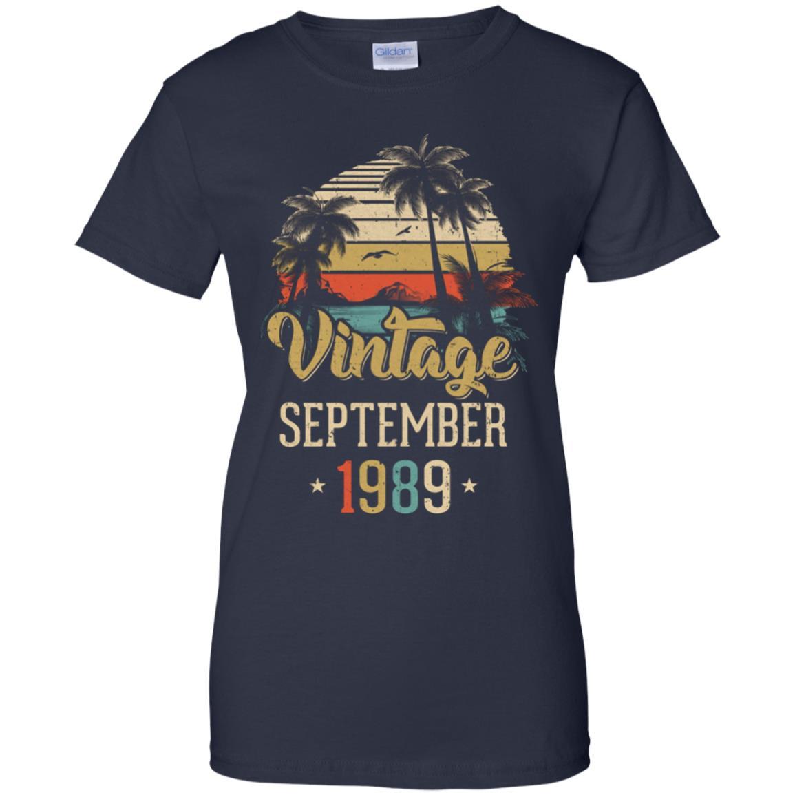 Retro Classic Vintage September 1989 32th Birthday Gift-T-Shirt & Hoodie-Women's T-Shirt-Navy