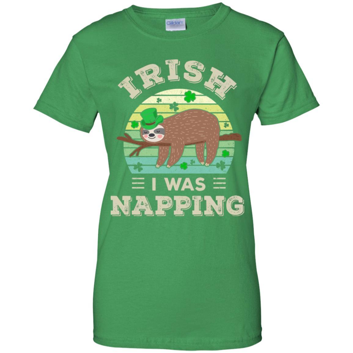 Saint Patrick's Day Irish I Was Napping Sloth For Kids-T-Shirt & Hoodie-Women's T-Shirt-Irish Green