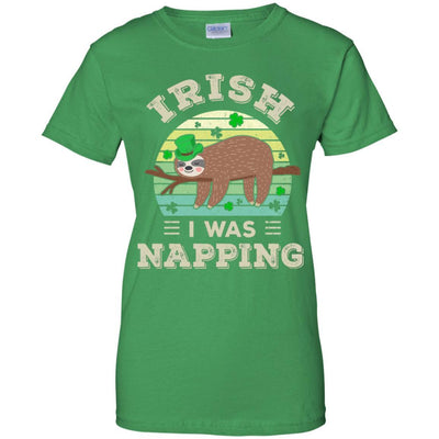 Saint Patrick's Day Irish I Was Napping Sloth For Kids-T-Shirt & Hoodie-Women's T-Shirt-Irish Green