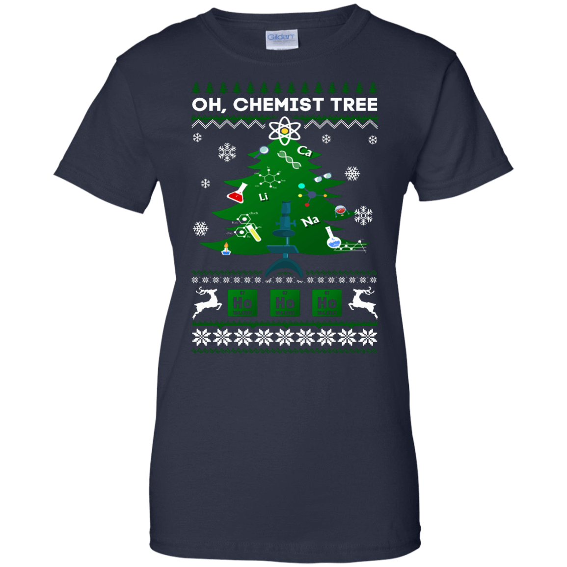 Oh Chemistry Tree Science Christmas Ugly Sweater Gift-T-Shirt & Hoodie-Women's T-Shirt-Navy