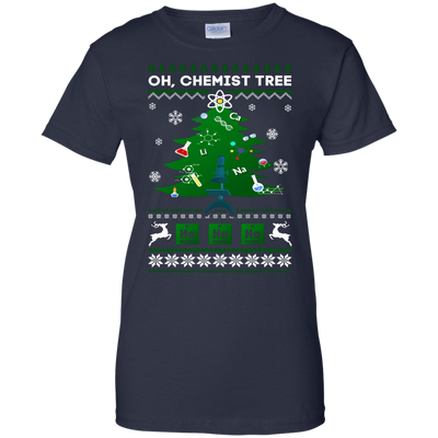 Oh Chemistry Tree Science Christmas Ugly Sweater Gift-T-Shirt & Hoodie-Women's T-Shirt-Navy