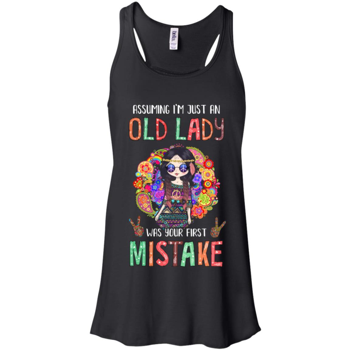 Assuming I'm Just An Old Lady Hippie Gift-T-Shirt & Tank Top-Women's Flowy Racerback Tank-Black