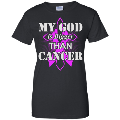 My God Is Bigger Than Cancer Purple Awareness Ribbon-T-Shirt & Hoodie-Women's T-Shirt-Black