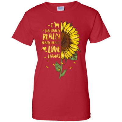 I Just Really Really Love Llamas Sunflower-T-Shirt & Tank Top-Women's T-Shirt-Red
