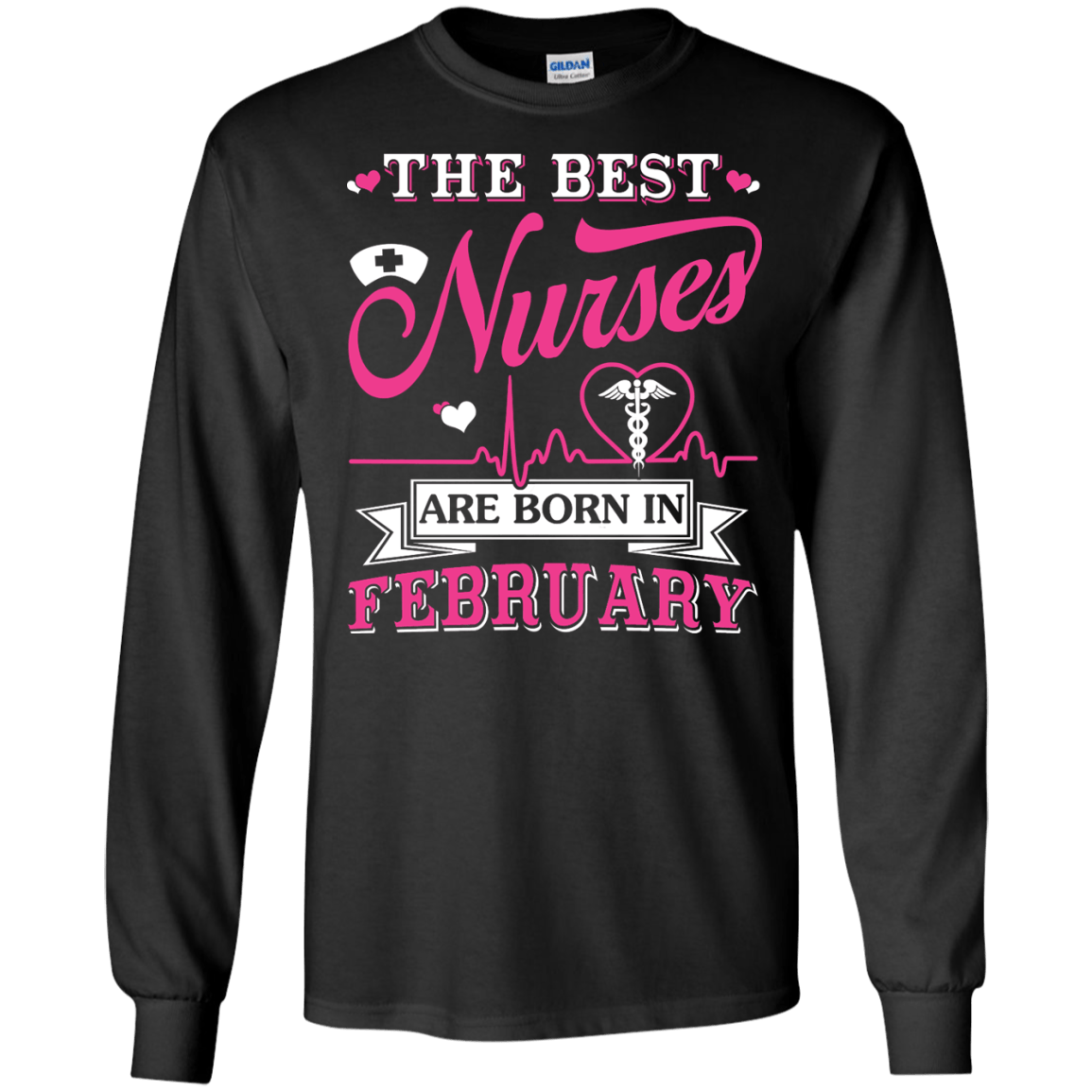 The Best Nurses Are Born In February-T-Shirt & Hoodie-Long Sleeve T-Shirt-Black