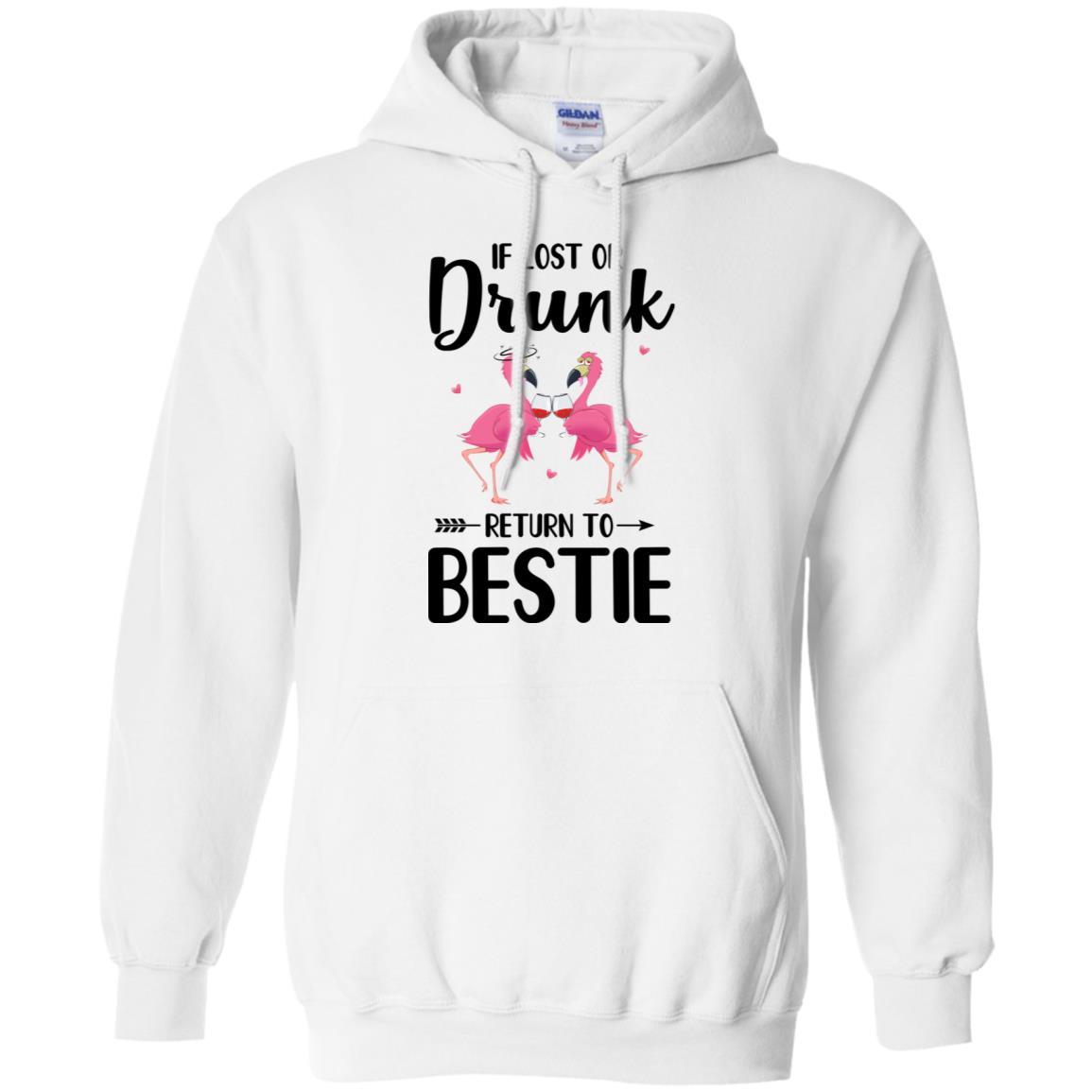 If Lost Or Drunk Please Return To My Bestie Couple Flamingo-T-Shirt & Tank Top-Pullover Hoodie-White