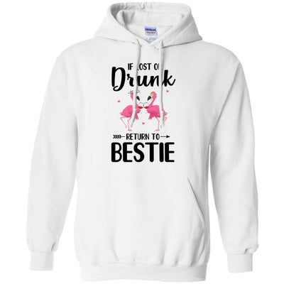 If Lost Or Drunk Please Return To My Bestie Couple Flamingo-T-Shirt & Tank Top-Pullover Hoodie-White