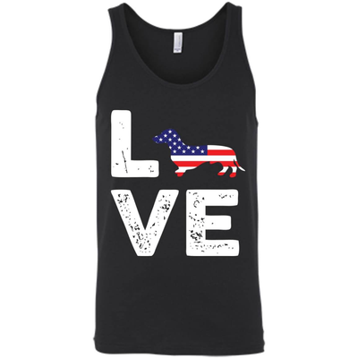 American Flag Dog Wiener Love-T-Shirt & Hoodie-Unisex Tank-Black