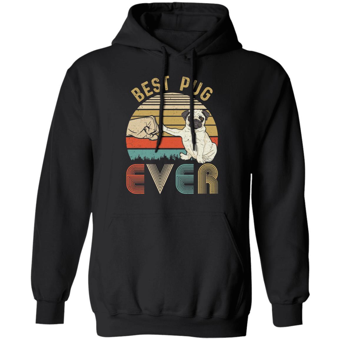 Vintage Best Pug Dad Ever Bump Fit Funny Dad Gifts-T-Shirt & Hoodie-Pullover Hoodie-Black