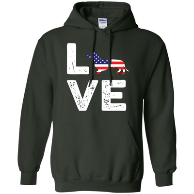 American Flag Dog Wiener Love-T-Shirt & Hoodie-Pullover Hoodie-Forest Green