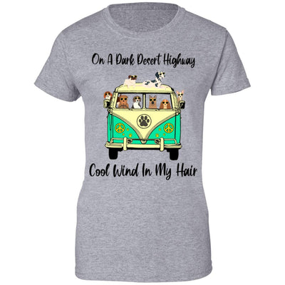 On A Dark Desert Highway Dog Feel Cool Wind In My Hair-T-Shirt & Tank Top-Women's T-Shirt-Sport Grey