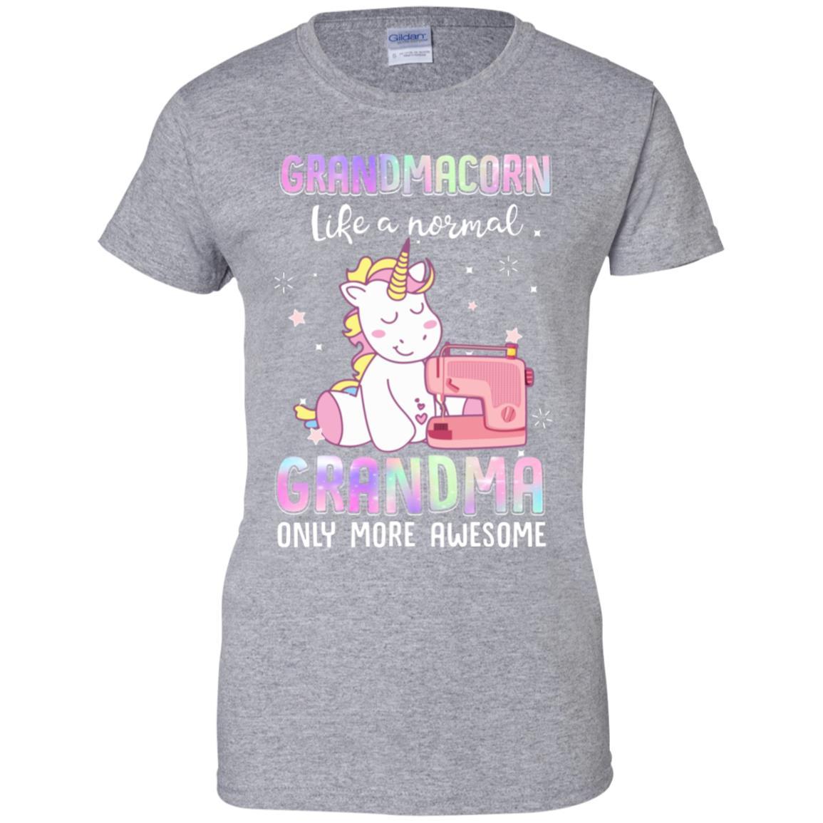 Grandmacorn Like A Normal Grandma Sewing Unicorn Gift-T-Shirt & Hoodie-Women's T-Shirt-Sport Grey