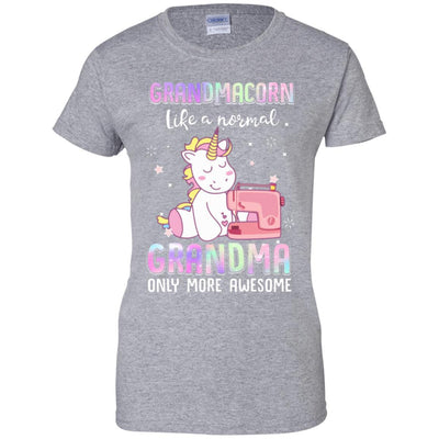 Grandmacorn Like A Normal Grandma Sewing Unicorn Gift-T-Shirt & Hoodie-Women's T-Shirt-Sport Grey
