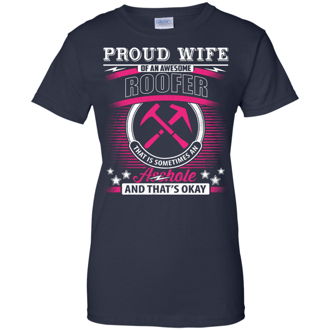 Proud Wife Of An Awesome Roofer-T-Shirt & Hoodie-Women's T-Shirt-Navy