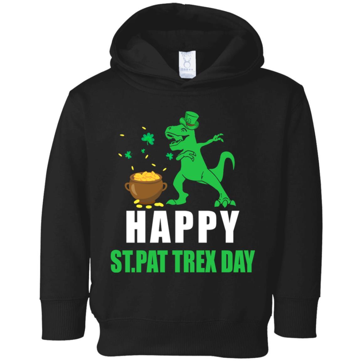 Happy St Pat T-Rex Day Dinosaur St Patrick's Day Youth-Youth Shirt-Toddler Fleece Hoodie-Black