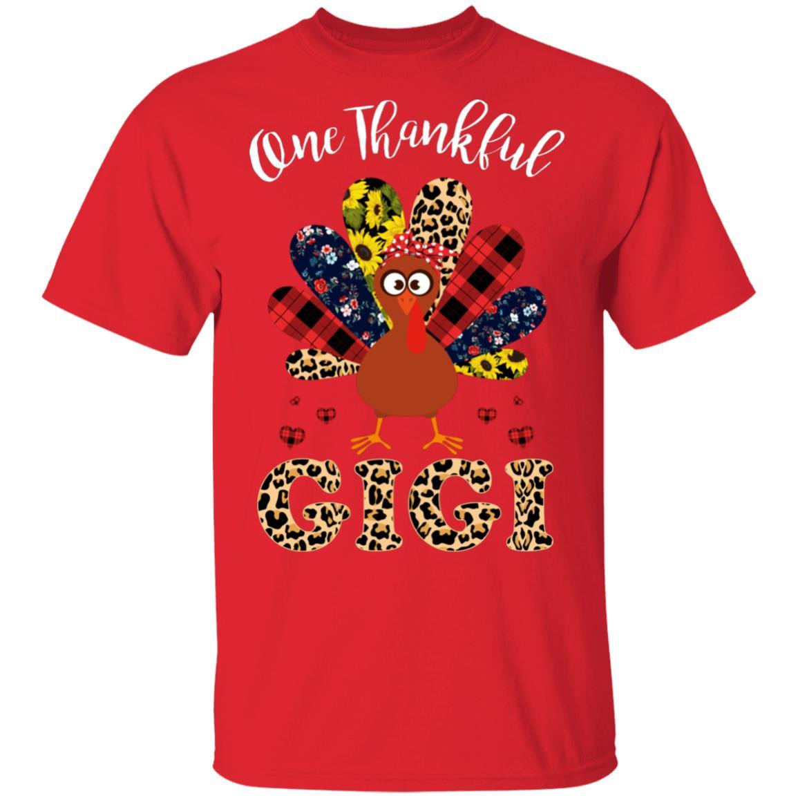 One Thankful Gigi Leopard Turkey Thanksgiving Gift-T-Shirt & Sweatshirt-Classic T-Shirt-Red