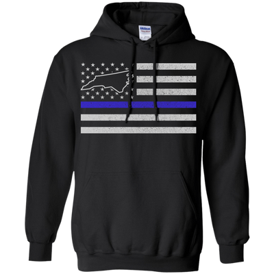North Carolina Thin Blue Line Police State-T-Shirt & Hoodie-Pullover Hoodie-Black