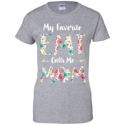 Floral My Favorite EMT Calls Me Mom Mothers Day Gift-T-Shirt & Hoodie-Women's T-Shirt-Sport Grey