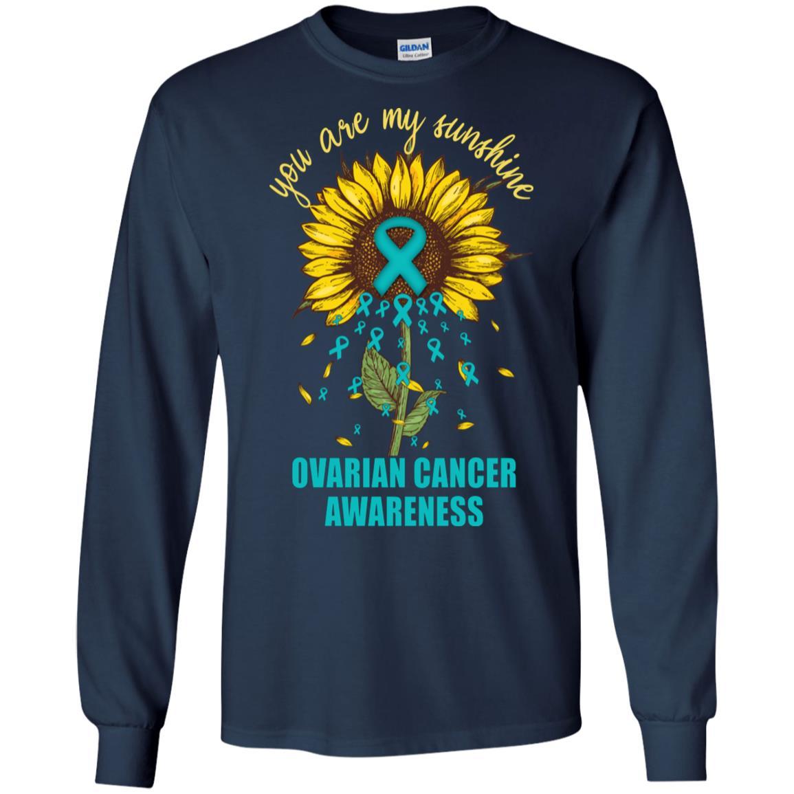 You Are My Sunshine Ovarian Cancer Awareness-T-Shirt & Hoodie-Long Sleeve T-Shirt-Navy