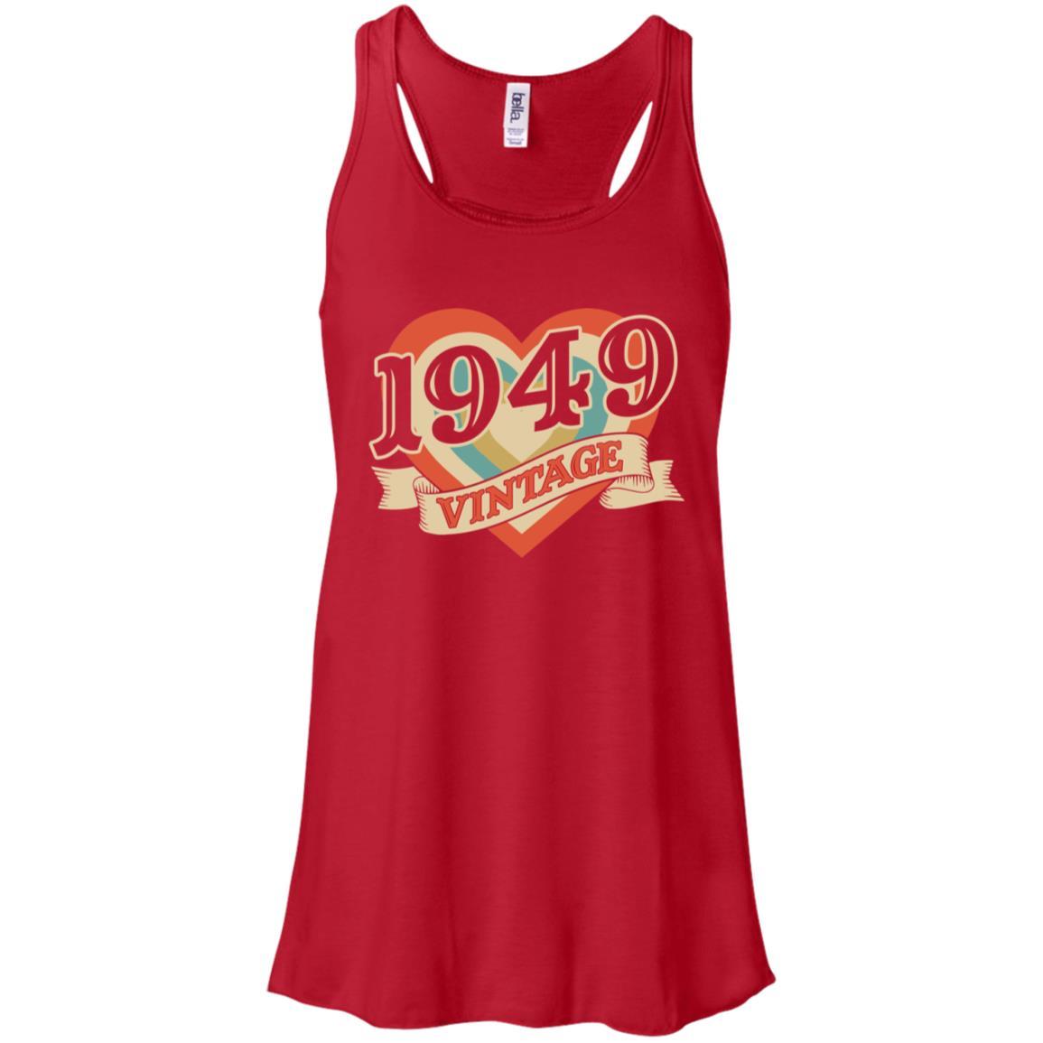 Vintage Retro Classic Heart Made In 1949 72th Birthday-T-Shirt & Tank Top-Women's Flowy Racerback Tank-Red