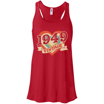 Vintage Retro Classic Heart Made In 1949 72th Birthday-T-Shirt & Tank Top-Women's Flowy Racerback Tank-Red
