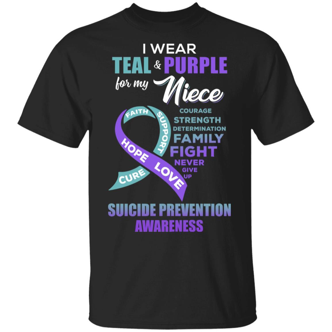 Suicide Prevention I Wear Teal And Purple For My Niece-T-Shirt & Hoodie-Classic T-Shirt-Black
