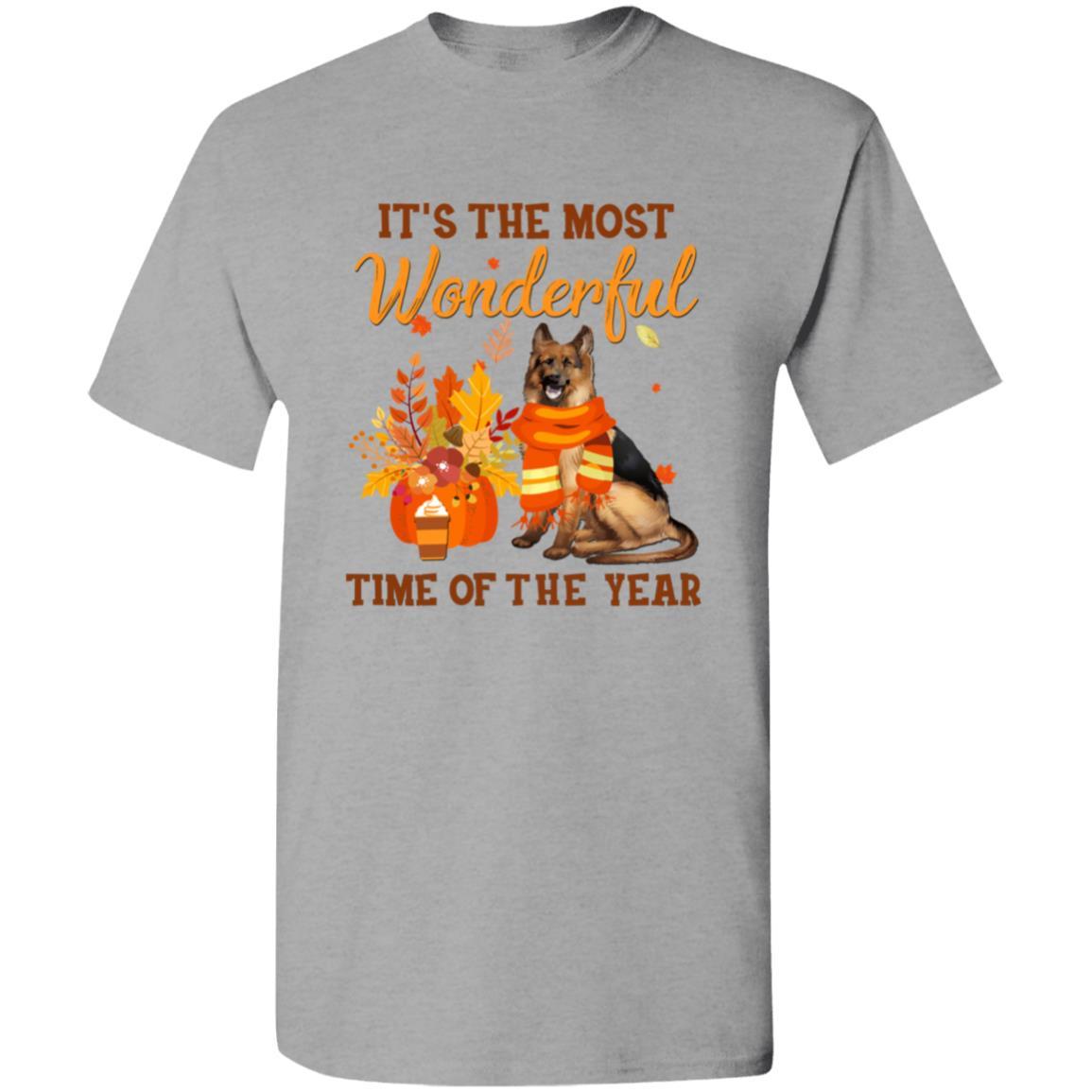 German Shepherd Autumn It's The Most Wonderful Time Of The Year-T-Shirt & Hoodie-Classic T-Shirt-Sport Grey