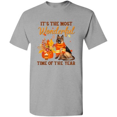 German Shepherd Autumn It's The Most Wonderful Time Of The Year-T-Shirt & Hoodie-Classic T-Shirt-Sport Grey