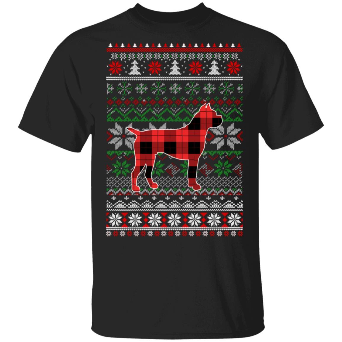 Boxer Red Plaid Ugly Christmas Sweater Funny Gifts
